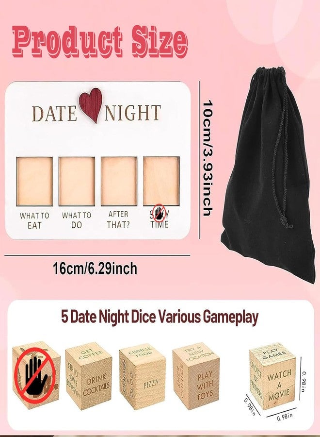 FOWSEEK Date Night Dice, Funny Date Night Idea Dice for Couples, Portable Wooden Dice Kit for Wife Husband Girlfriend Boyfriend Couples Games Valentine's Day Wedding Anniversaries Birthdays Gifts - Image 2